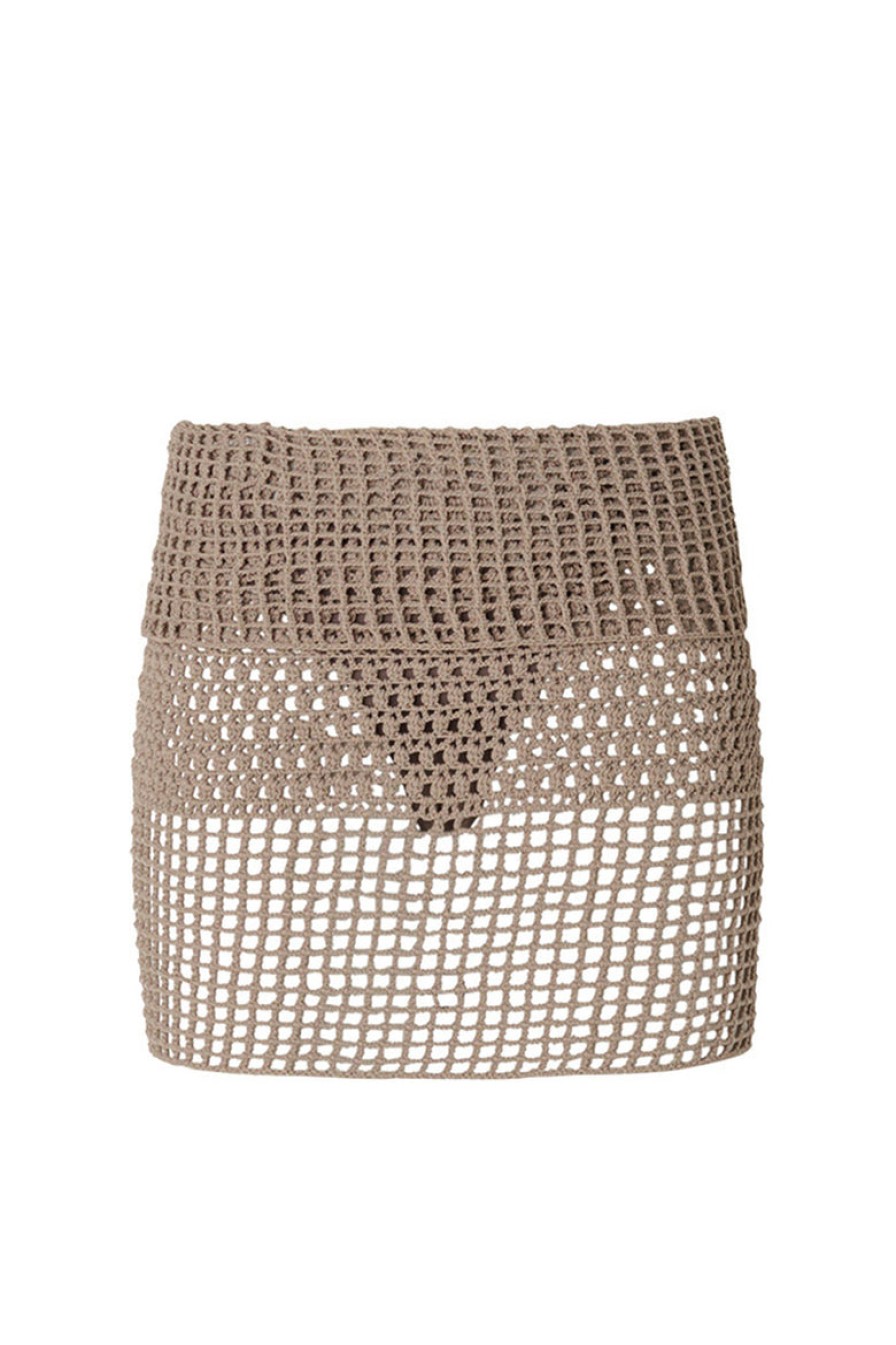 Clothing And Accessories tropic of c | Gal Crochet Mini Skirt In Taupe