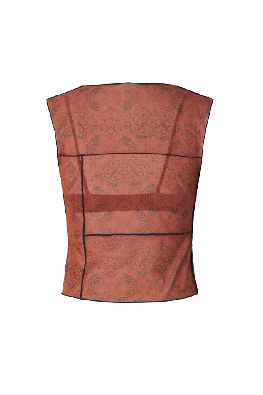 Clothing And Accessories tropic of c | Mesh Sleeveless Top In Henna